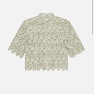 Frame Denim Sage Green Lace Button-Down Shirt